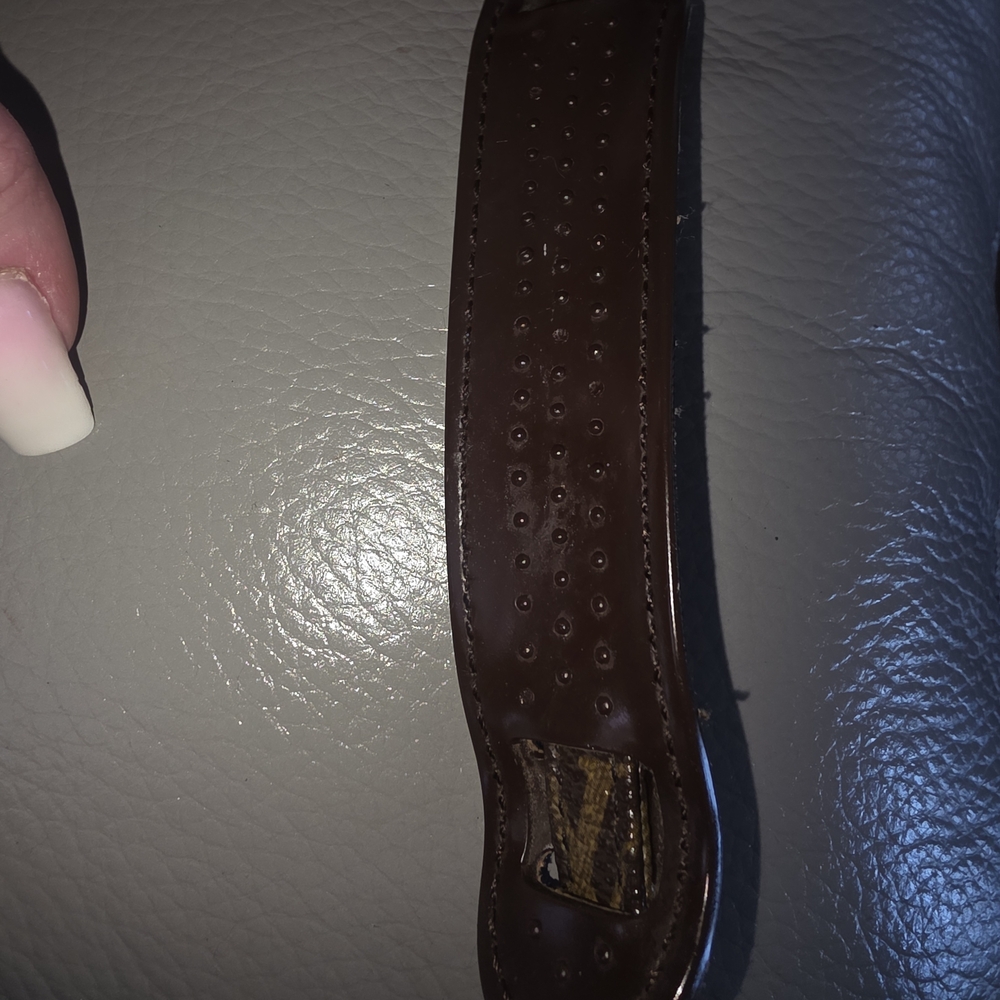 AUTH LOUIS VUITTON Monogram Brown Adjustable Leather Strap/Gold Hardware VTG. - Picture 6 of 6